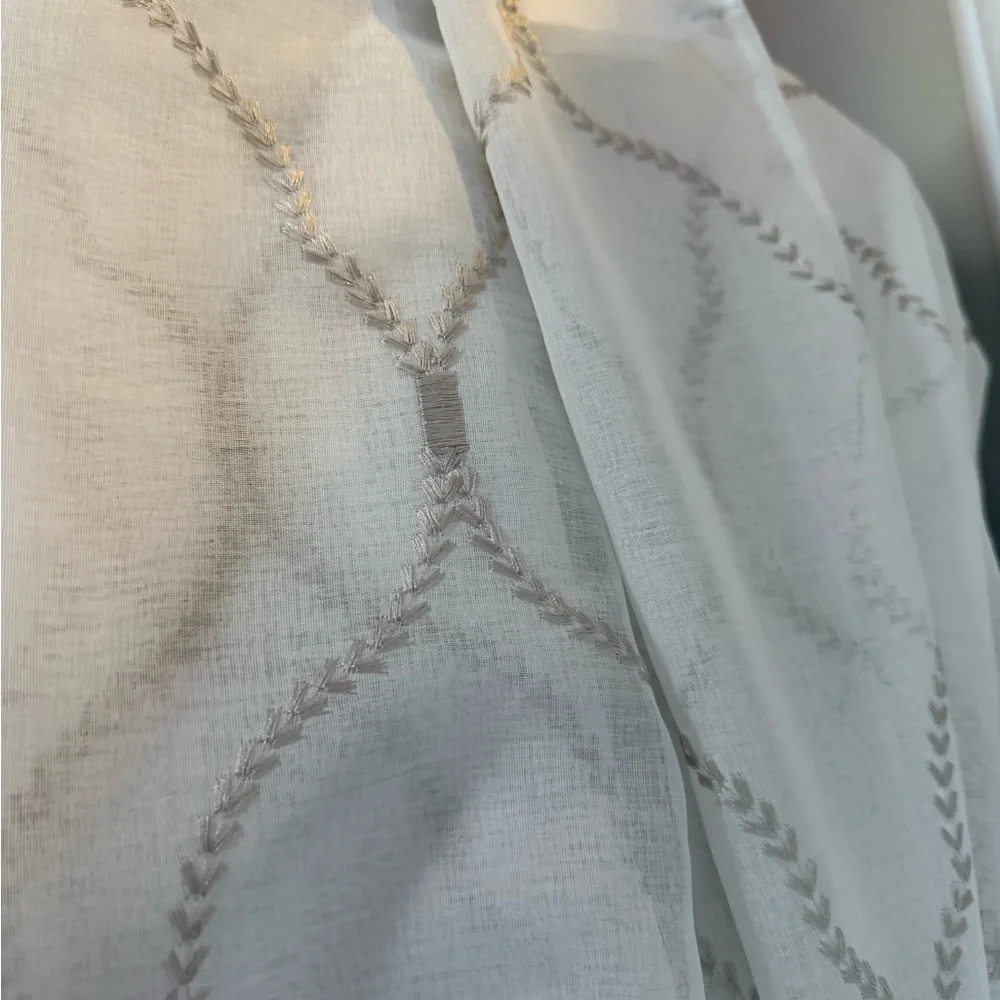 Like New Elegant cream and gold design  Sheer Curtain